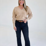 Henley Sweater Top - Taupe