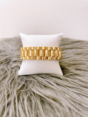 Cubic Zirconia Pleated Bracelet - Gold