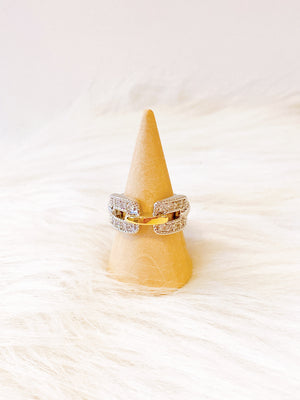 Two-Tone Stone Paved Ring