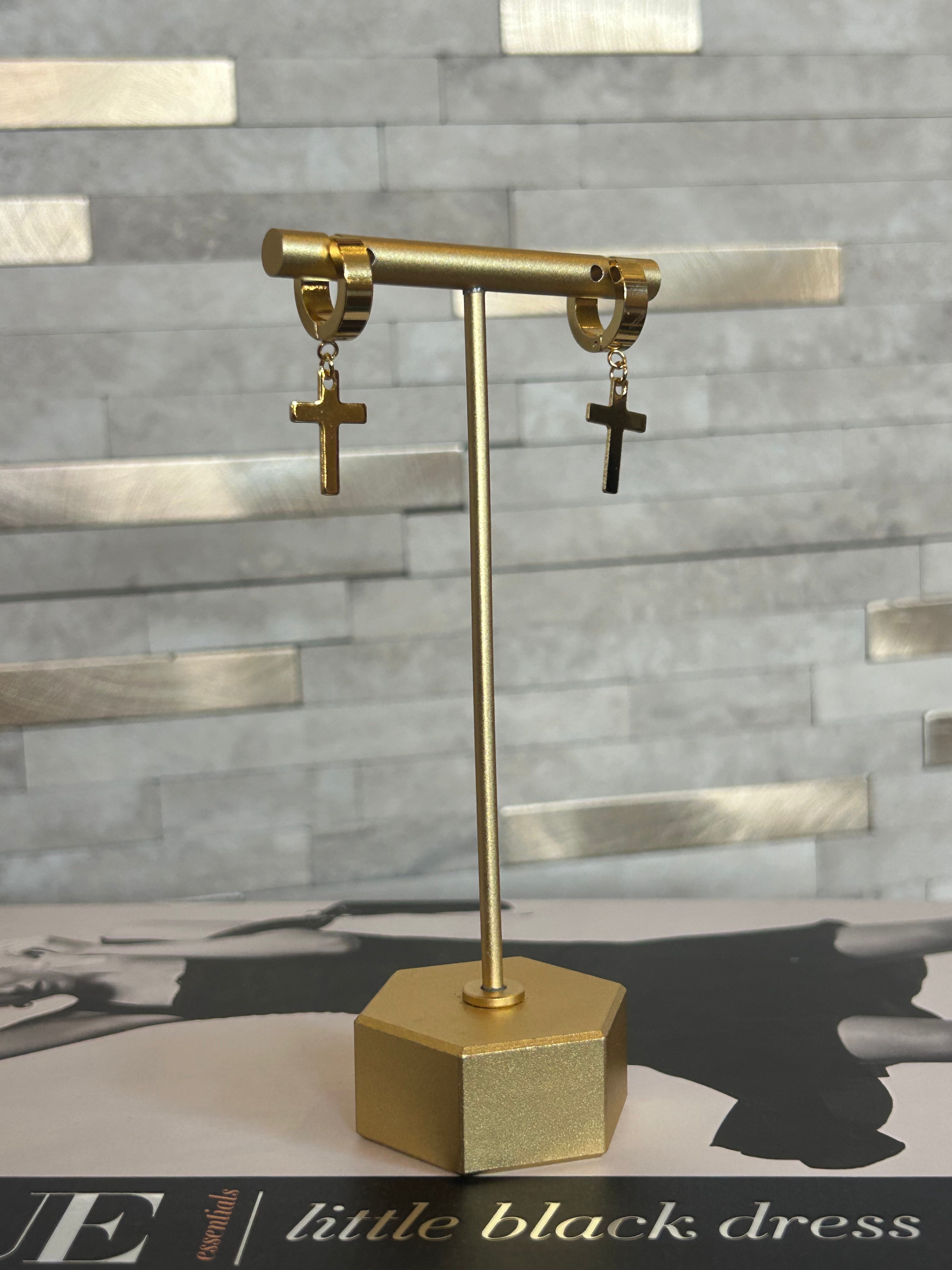 Cross Drop Hoop Huggie