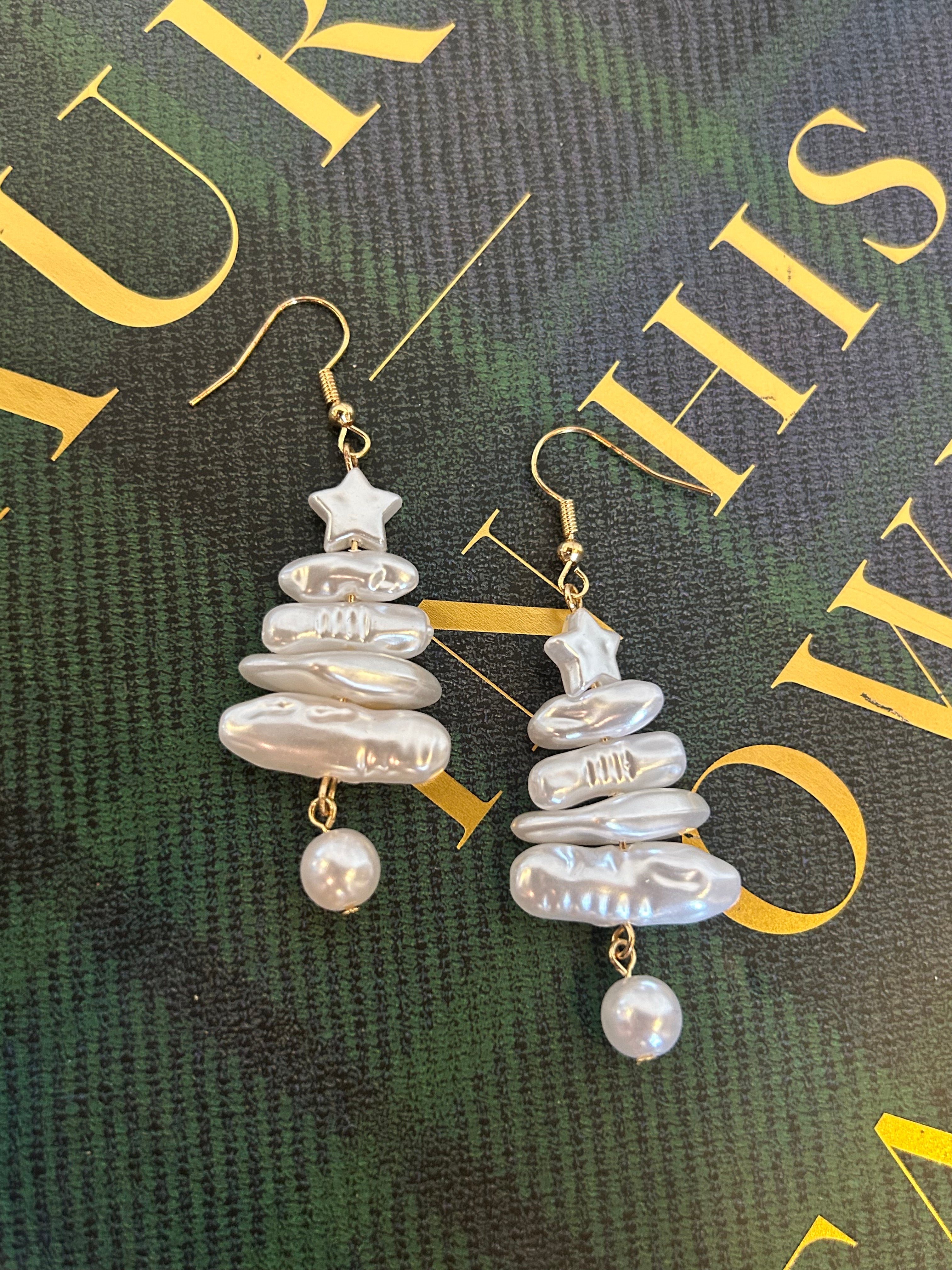 Pearl Stacked Tree Earrings