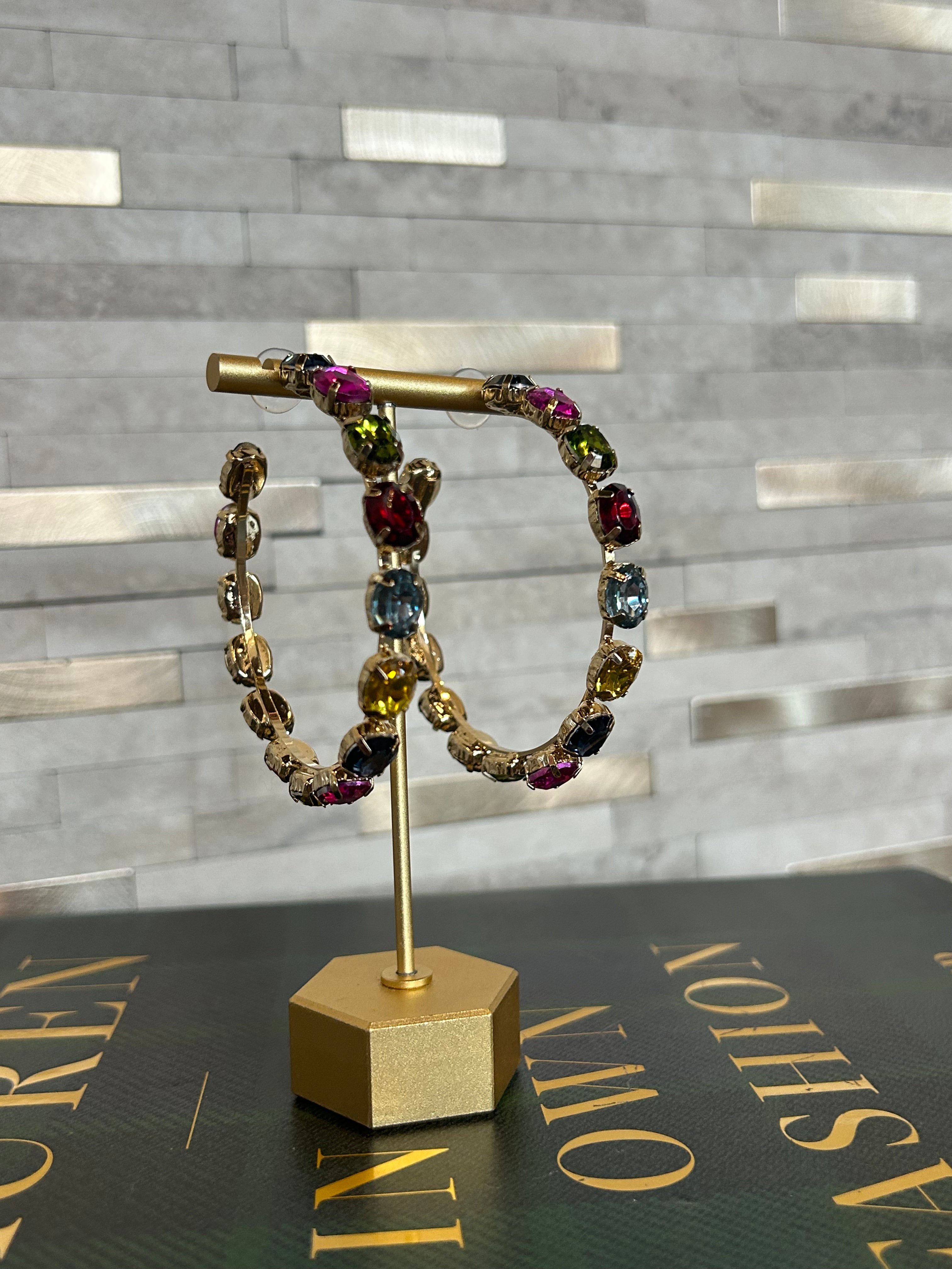 Multicolor Gem Hoops
