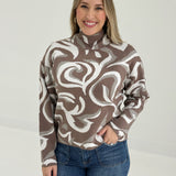 Lizzy Turtleneck Sweater - Taupe Multi