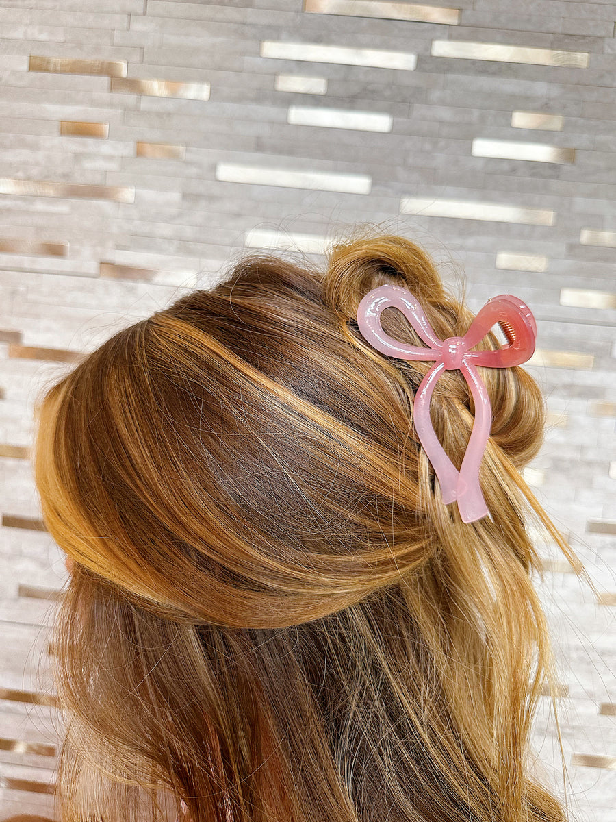 Jelly Bow Hair Claw - Pink