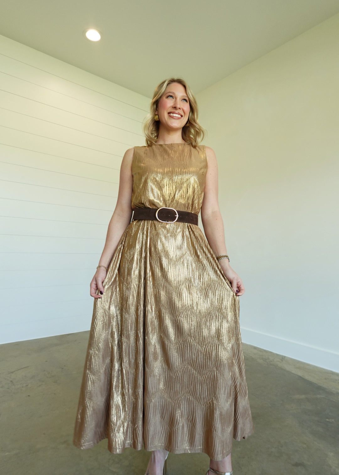 Golden Heritage Midi Dress