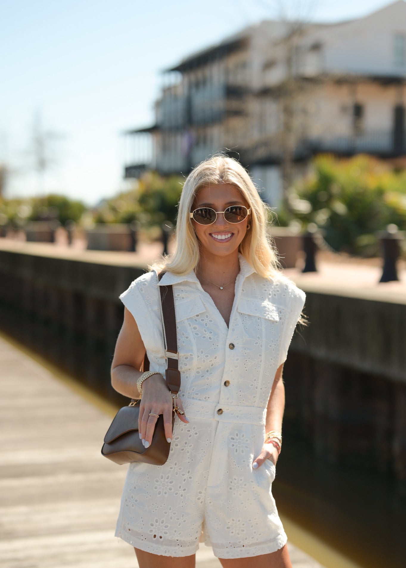 Kinley Eyelet Romper - Cream