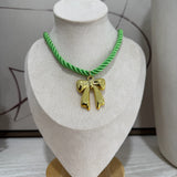 Braided Rope Necklace - Green