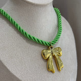 Braided Rope Necklace - Green