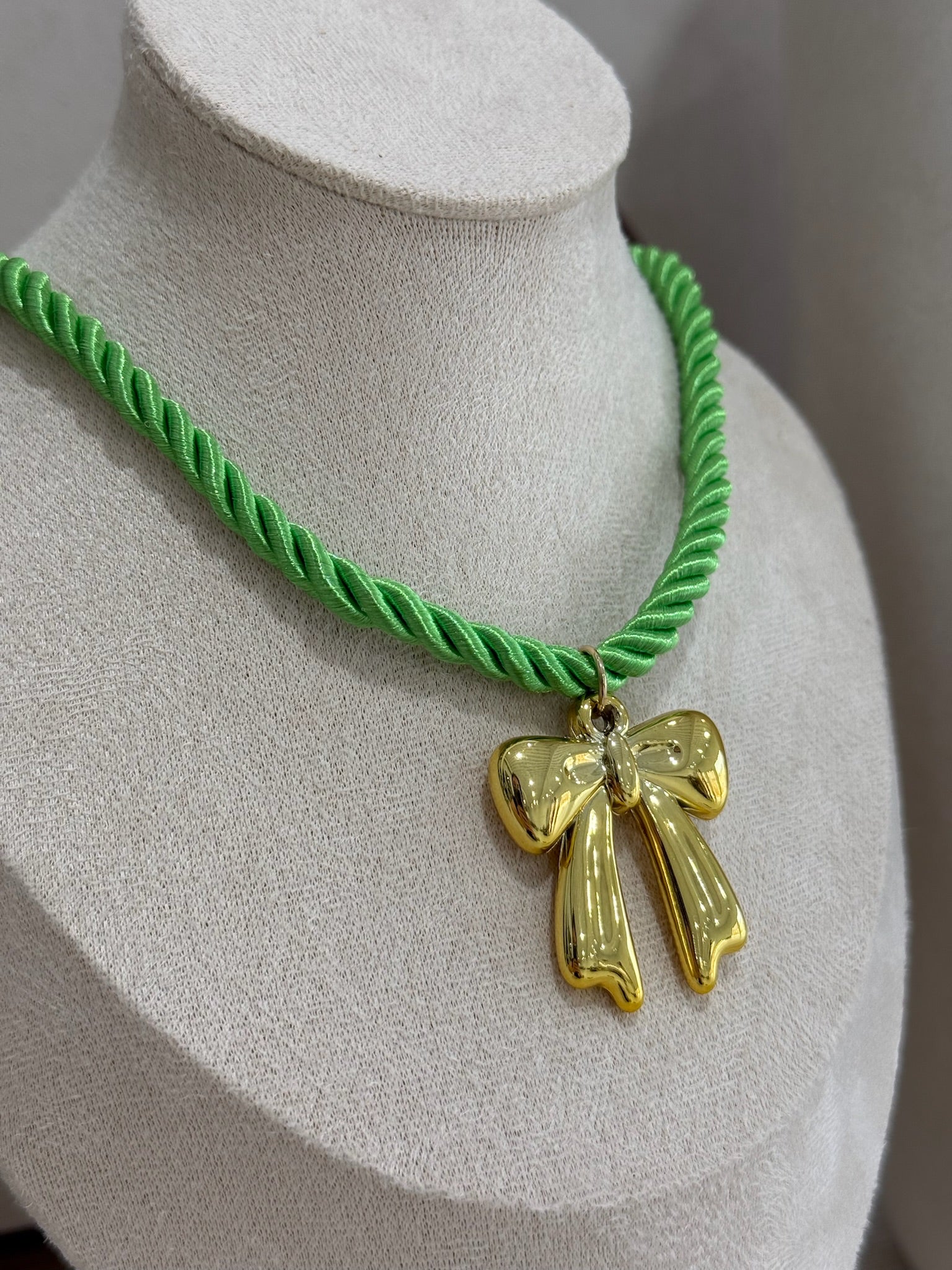 Braided Rope Necklace - Green