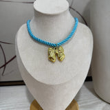 Braided Rope Necklace - Blue