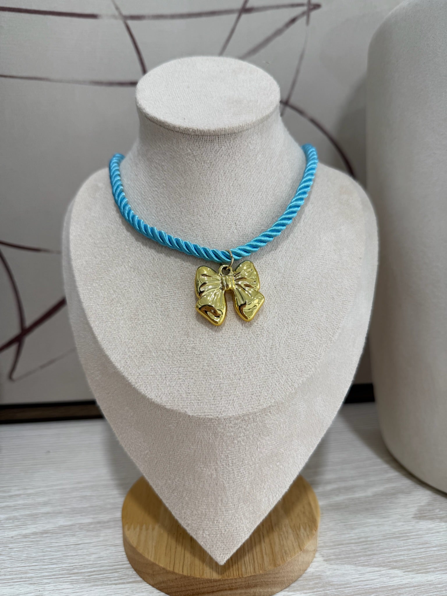 Braided Rope Necklace - Blue