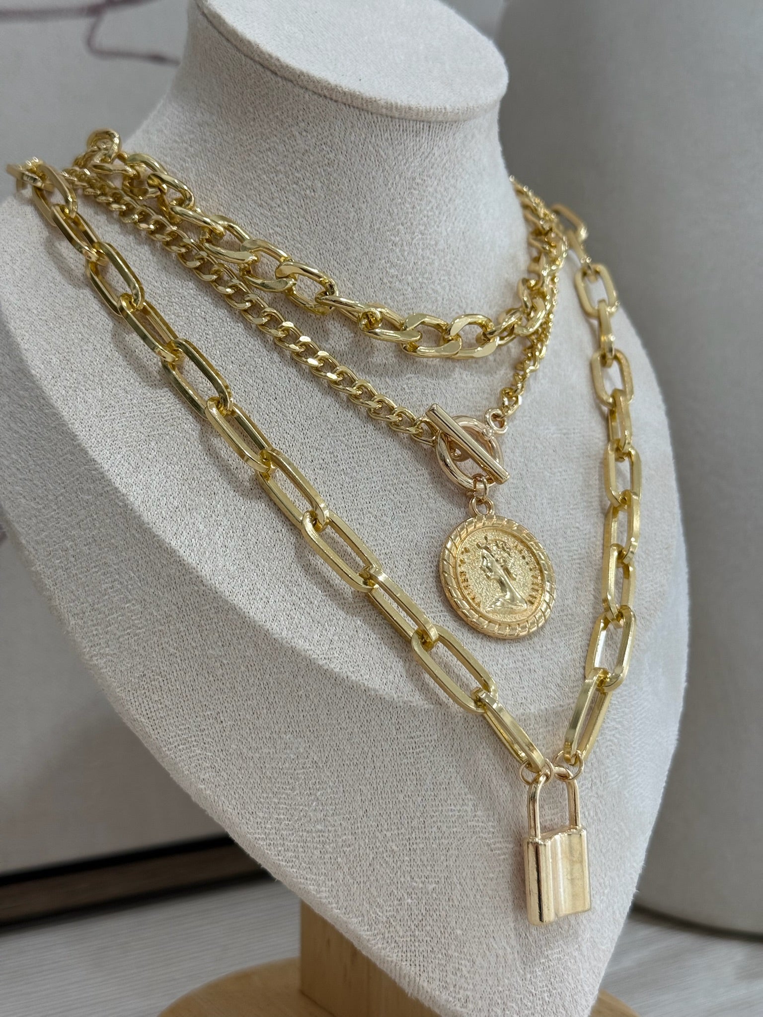 Layered Lock Necklace