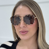 GIA Sunglasses - Beige Tortoise/Gradient Brown Lens