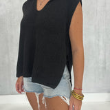 Upper Hand Sweater Top - Black