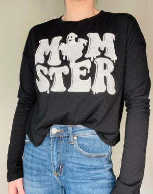 Momster Graphic Tee LS-Black West of Fifty Five